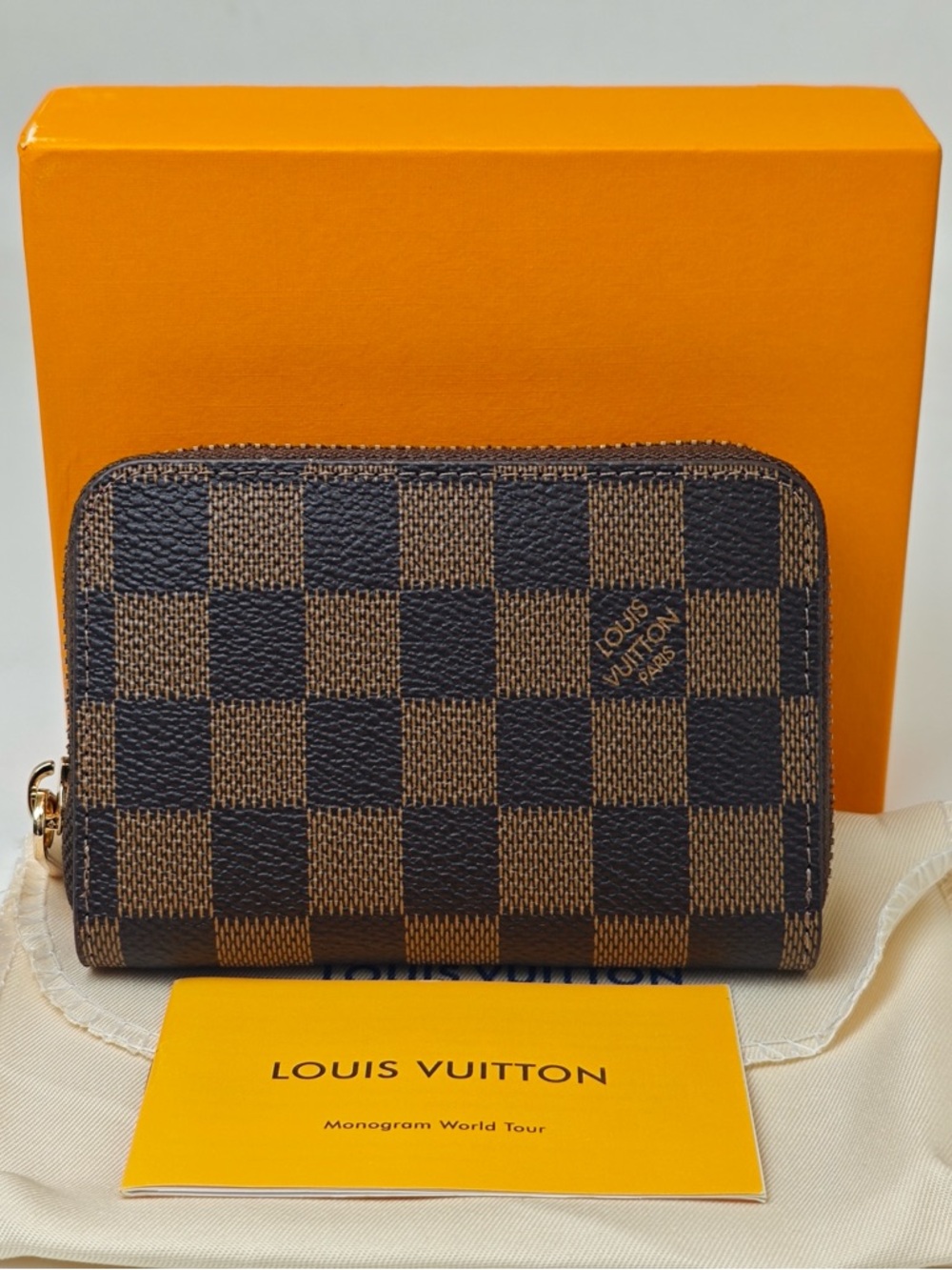 Louis Vuitton Damier Ebene Zip Card Holder - Dark Brown & Light Brown